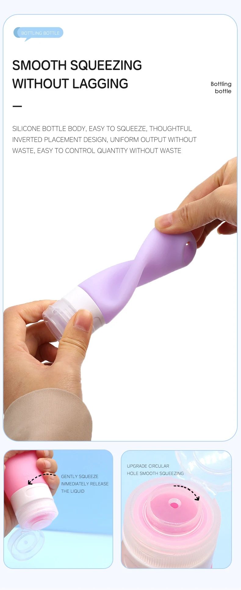 90ml Translucent Hole Shaped Silicone Travel Bottle