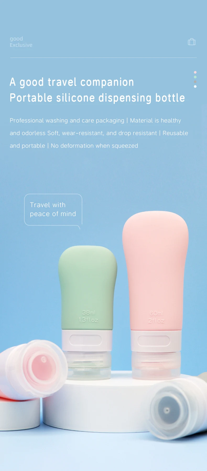 60ml Ladylike style Silicone Travel Cosmetic Bottle